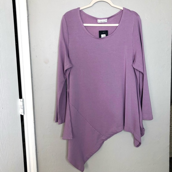 bryn Walker Sweaters - Bryn Walker Purple Deca Bamboo French Terry Lagenlook Long line Tunic Sweater